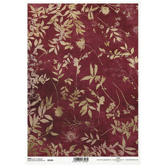 ITD Reispapier Decoupage Bastelpapier, Tapetenmotiv Blätter R2104