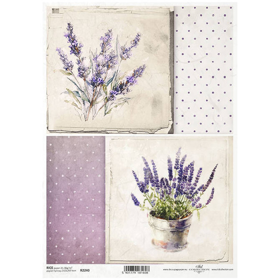 ITD Reispapier Decoupage Bastelpapier Serviettentechnik-R2240 lavendel, punkte