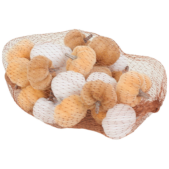 Samt Kürbisse Deko Set 28 Stück - Mini Kürbisse 3x3 cm, helle Töne