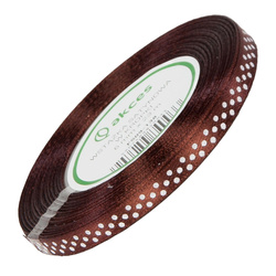  Gepunktetes Satinband 6 mm - braun 138 - 23 m - Dekoband