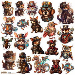 AUFKLEBER - ScrapLove - Steampunk Animals - Steampunk-Tiere