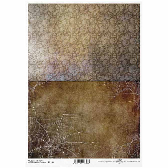 ITD Reispapier Decoupage Bastelpapier Softpapier Serviettentechnik, Totenköpfe, Spinnweben R2131