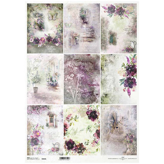 ITD Reispapier Decoupage Bastelpapier, A3 860L Traumgarten, Blumen, Gartentor
