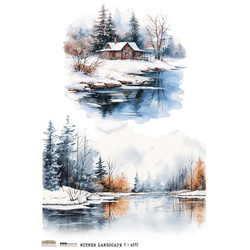 Reispapier Decoupage Bastelpapier A4 - Scraplove - Winter Landscape 7 - Winteransicht 7