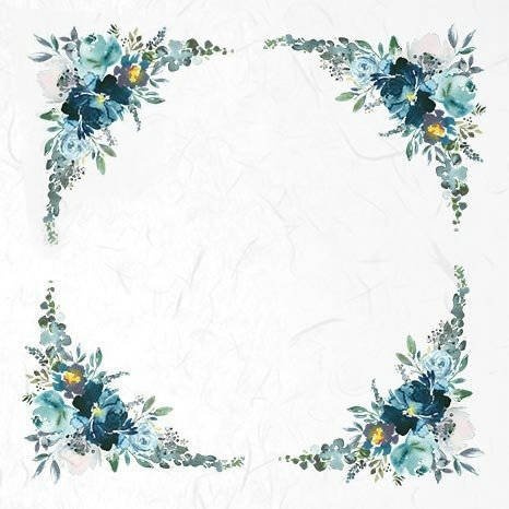 Reispapier-Set, blaue Blumen- ITD 6tlg