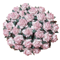ROSEN Mulberrypapier 12 mm – MINI STAR ROSES 2-farbig rosa und creme – Dekoblümen für Basteln - 100 Stück