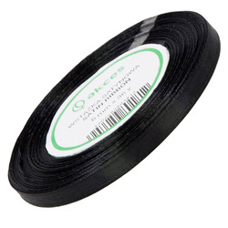Satinband 6 mm - Schwarz - 32 lfm