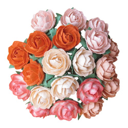 ROSEN Mulberrypapier 20 mm – CLASSIC ROSES orange mix – Dekoblumen – 50 Stk.