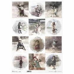 Reispapier für Decoupage A3 ITD-1102L Winterkinder vintage