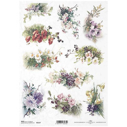 ITD Reispapier Decoupage Bastelpapier Serviettentechnik, R1157 Blumen
