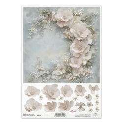 Reispapier Decoupage Bastelpapier für Decoupage A4 R2610 3D-Blumen