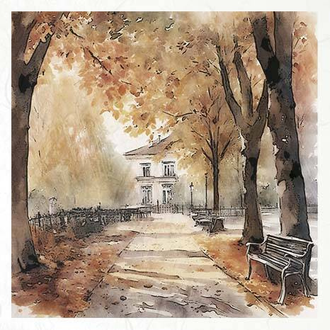 Reispapier-Set - ITD RSM102 Herbstansichten, Herbst, Park