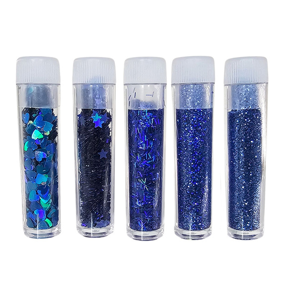 Herzstern Glitzer und Ornamente Set - blau