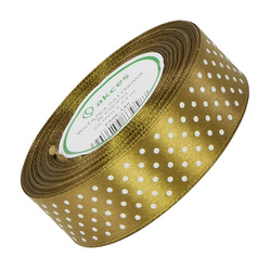 Gepunktetes Satinband 25 mm - gold 145 - 23 m - Dekoband