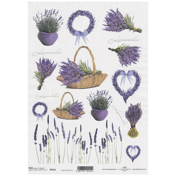 ITD Reispapier Decoupage Bastelpapier Serviettentechnik-R0151 lavendel