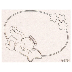 Dekorpappe Die Cut Chipboard Rahmen schlafendes Baby Engel 8cm - SCRAPINIECrapiniec