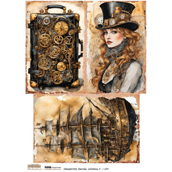 Reispapier Decoupage Bastelpapier A4 - Scraplove - Steampunk Travel Journal 5