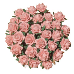 ROSEN Mulberrypapier 12 mm – MINI STAR ROSES blassrosa – Dekoblümen für Basteln - 100 Stück