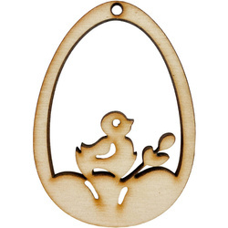 Holz-Ei-Anhänger 7cm - Deko-Huhn