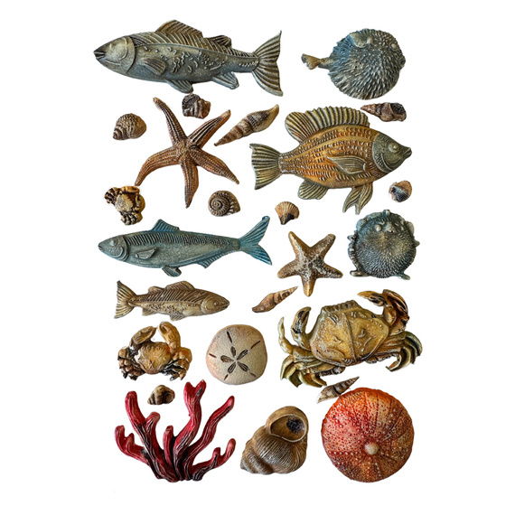 STAMPERIA SILIKONFORM Mold Abformen Gießen Mould, Silent Sea Fische, Muscheln