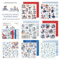 LEMONCRAFT 18Blatt 20x20cm doppelseitig Scrapbooking Papier 250g, Sea Story - Ausschneidbare Elemente