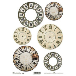 ITD A4 Reispapier Decoupage Bastelpapier Softpapier, Vintage Retro Uhren R1804