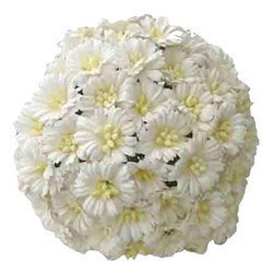 GÄNSEBLÜMCHEN 25mm 50Stk Scrapbooking Maulbeerpapier Blumen Flowers, weiß