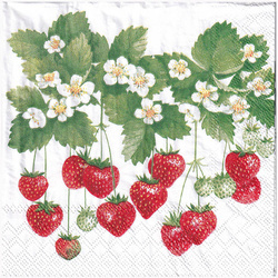 SERVIETTEN 1 Stück Motivservietten Decoupage Napkin 33x33cm, Summer Fruits Erdbeeren