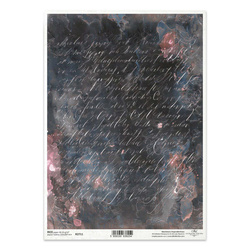 Reispapier für Decoupage A4 - Vintage, Schrift, dunkler Hintergrund - R2711 - Itd Collection 