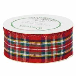 STOFFBAND Dekoband Stoffbänder Geschenkband rot-marineblau-grün kariert 25mm/10m
