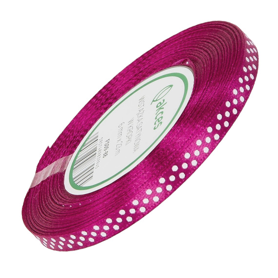 Satin-Punkt-Band 6 mm - fuchsia 88 - 23 m - Dekoband