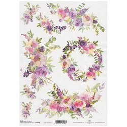 ITD Reispapier Decoupage Bastelpapier Softpapier, R1838 Blumen, Girlanden