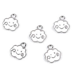 METALLANHÄNGER basteln, Schmuck selbst machen, scrapbooking - weiße Wolke 5 stk.