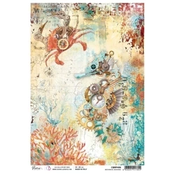 Reispapier Decoupage Bastelpapier für Decoupage A4 - Ciao Bella - Coral Reef - Mechanical Seahorse