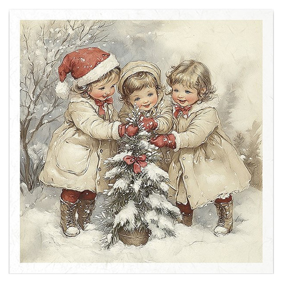 Reispapier-Set - Kinder, Weihnachten, Winter, Retro - RSM199 - Itd Collection