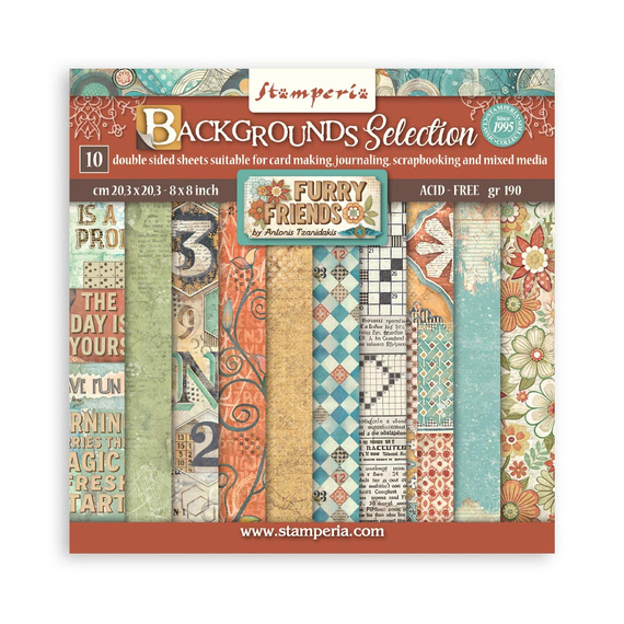 Scrapbooking Papier Set 20x20 - Furry Friends - Stamperia