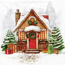 Serviettentechnik Motivserviette - 1 Stück - Decoupage Serviette 33x33 cm - Festive house