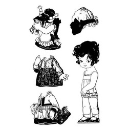 CARABELLE STUDIO Gummistempel Motivstempel - Poupee Petite fille Mädchen Puppenkleidung