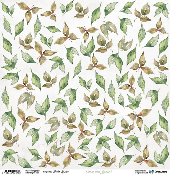 SCRAPandME 30,5x30,5cm einseitig Scrapbooking Papier 250g, Leaves 6