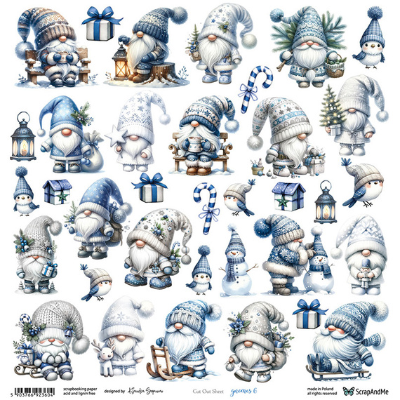 Scrapbooking-Papier - ScrapAndMe - Gnomes 6 - Motivbogen - 30x30 cm