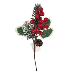 Weihnachtszweig mit Zapfen und Weißdornfrucht - 1St