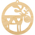 HOLZKUGEL Anhänger aus Holz, Ornament Weihnachtskugel 6 cm - Rentier