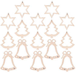 HOLIDAY SET - Stern, Weihnachtsbaum, Glocke 3 x 5 Stück.