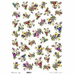 ITD Reispapier Decoupage Bastelpapier A3 Stiefmütterchen Blumen 0299L