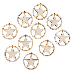 Holzkugel Anhänger Dekoration 7 cm Dekor - mit Stern