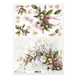 ITD Reispapier Decoupage Bastelpapier Serviettentechnik-R2381 Blumenkomposition, Blumen