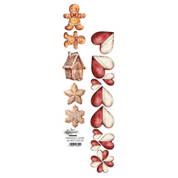 ALCHEMY OF ART 5x30 cm Scrapbooking Papier Streifen, Wonderful Christmas Time Lebkuchen und Herzen