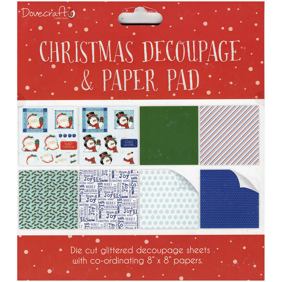 DOVECRAFT Papiere und Elemente - Bastelset Scrapbooking Christmas Decoupage & Paper Pad - Red