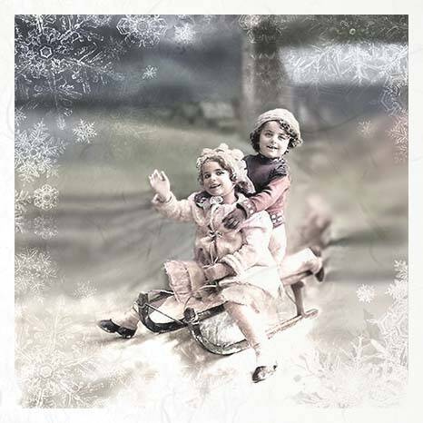 Reispapier-Set - ITD RSM087 vintage Kinder Winter