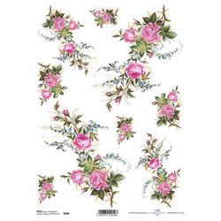 ITD Reispapier Decoupage Bastelpapier, A4 R684 Blumen, Rosen